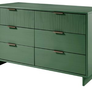 Manhattan Comfort Granville 55.07" Modern Double Wide Dresser with 6 Full Extension Drawers in Sage Green