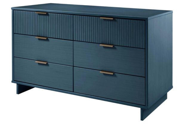 Manhattan Comfort Granville 55.07" Modern Double Wide Dresser with 6 Full Extension Drawers in Midnight Blue