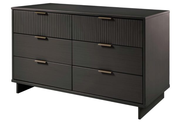 Manhattan Comfort Granville 55.07" Modern Double Wide Dresser with 6 Full Extension Drawers in Dark Grey