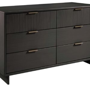 Manhattan Comfort Granville 55.07" Modern Double Wide Dresser with 6 Full Extension Drawers in Dark Grey