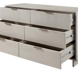 Manhattan Comfort Granville 55.07" Modern Double Wide Dresser with 6 Full Extension Drawers in Light Grey