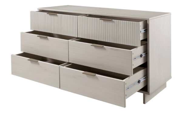 Manhattan Comfort Granville 55.07" Modern Double Wide Dresser with 6 Full Extension Drawers in Light Grey