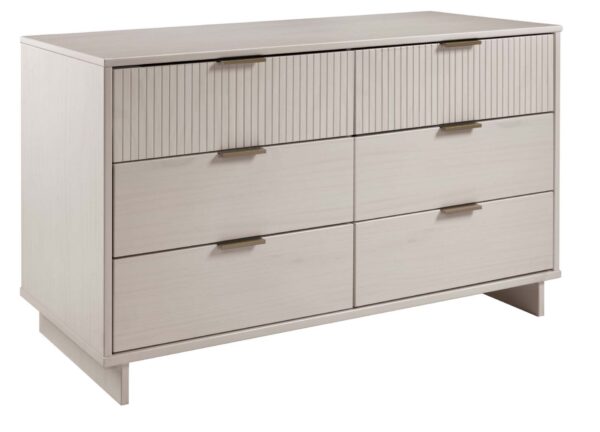 Manhattan Comfort Granville 55.07" Modern Double Wide Dresser with 6 Full Extension Drawers in Light Grey