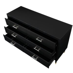 Manhattan Comfort Stanton Modern Dresser with 6 Full Extension Drawers and Solid Wood Legs in Black