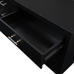 Manhattan Comfort Stanton Modern Dresser with 6 Full Extension Drawers and Solid Wood Legs in Black