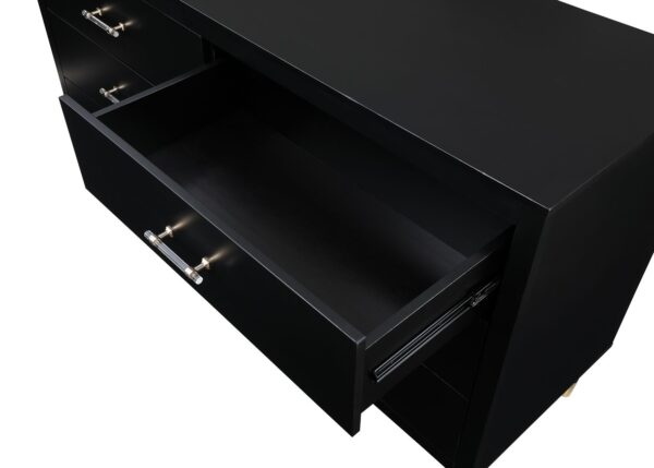 Manhattan Comfort Stanton Modern Dresser with 6 Full Extension Drawers and Solid Wood Legs in Black