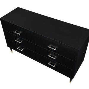 Manhattan Comfort Stanton Modern Dresser with 6 Full Extension Drawers and Solid Wood Legs in Black