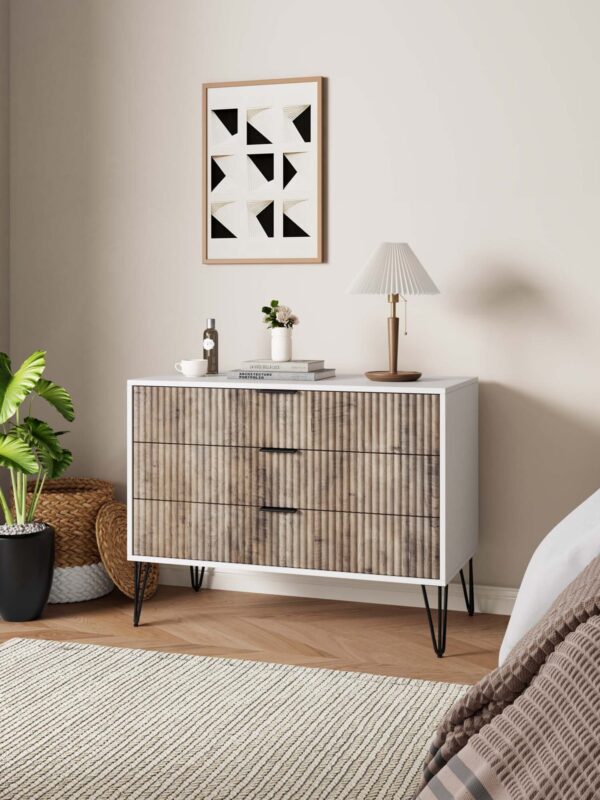 Manhattan Comfort DUMBO Modern Dresser with 3-Drawers in White and Grey