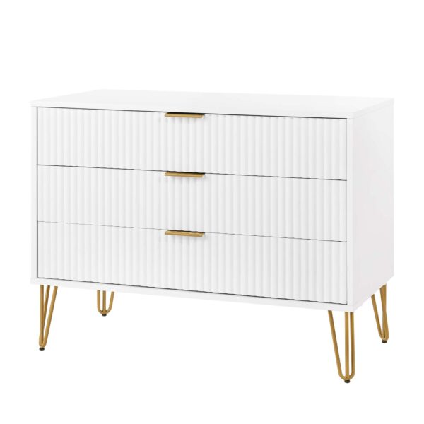 Manhattan Comfort DUMBO Modern Dresser with 3-Drawers in White