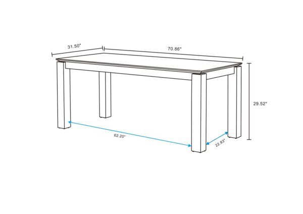 Manhattan Comfort Rockaway Modern 70.86 Solid Wood Dining Table in Black