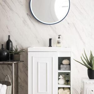 James Martin E110V24GWMBKWG Alicante 23 5/8 Inch Single Vanity Cabinet with White Glossy Composite Countertop - Glossy White