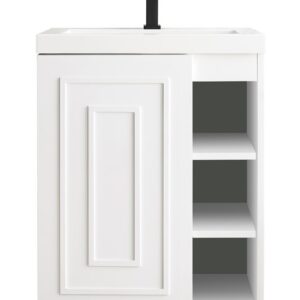 James Martin E110V24GWWG Alicante 23 5/8 Inch Single Vanity Cabinet with White Glossy Composite Countertop - Glossy White