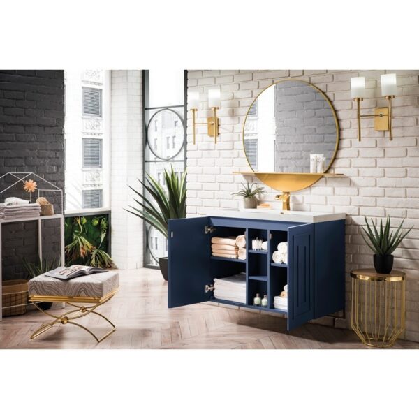 James Martin E110V39.5AZBWG Alicante' 39.5 Inch Single Vanity Cabinet in Azure Blue with White Glossy Composite Countertop