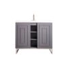 James Martin E110V39.5GSMBNKWG Alicante' 39.5 Inch Single Vanity Cabinet in Grey Smoke and Brushed Nickel with White Glossy Composite Countertop