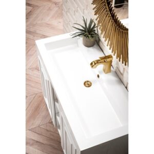 James Martin E110V39.5GWWG Alicante' 39.5 Inch Single Vanity Cabinet in Glossy White with White Glossy Composite Countertop