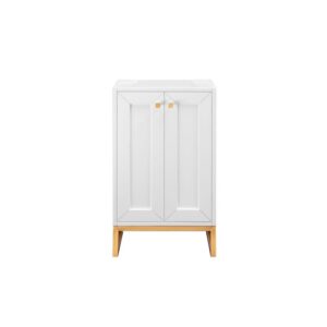 James Martin E303-V20-GW-RGD Chianti 20 Inch Single Vanity Cabinet in Glossy White and Radiant Gold