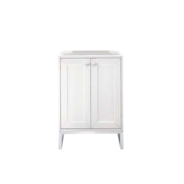 James Martin E303-V24-GW-BNK Chianti 24 Inch Single Vanity Cabinet in Glossy White and Brushed Nickel