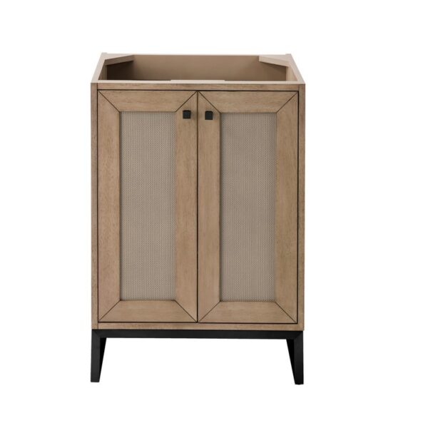 James Martin E303-V24-WW-MBK Chianti 24 Inch Single Vanity Cabinet in Whitewashed Walnut and Matte Black