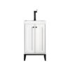 James Martin E303V20GWMBKWG Chianti 20 Inch Single Vanity Cabinet in Glossy White and Matte Black with White Glossy Composite Countertop