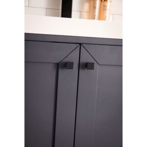 James Martin E303V20MGMBKWG Chianti 20 Inch Single Vanity Cabinet in Mineral Grey and Matte Black with White Glossy Composite Countertop