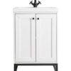 James Martin E303V24GWMBKWG Chianti 23 5/8 Inch Single Vanity Cabinet with White Glossy Composite Countertop - Glossy White