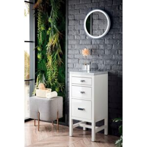 James Martin E444-BC15-GW-3CAR Addison 15 Inch Base Cabinet with Drawers in Glossy White with 3 CM Carrara Marble Top