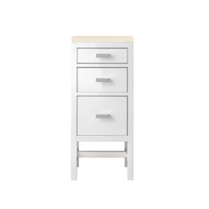 James Martin E444-BC15-GW-3EMR Addison 15 Inch Base Cabinet with Drawers in Glossy White with 3 CM Eternal Marfil Top