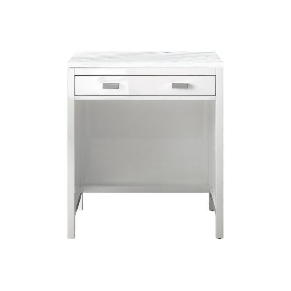 James Martin E444-CU30-GW-3AF Addison 30 Inch Free-standing Countertop Unit (Makeup Counter) in Glossy White with 3 CM Arctic Fall Solid Surface Top