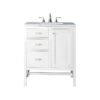 James Martin E444-V30-GW-3AF Addison 30 Inch Single Vanity Cabinet in Glossy White with 3 CM Arctic Fall Solid Surface Countertop