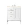 James Martin E444-V30-GW-3EMR Addison 30 Inch Single Vanity Cabinet in Glossy White with 3 CM Eternal Marfil Top