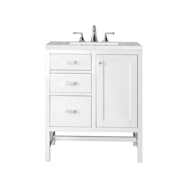 James Martin E444-V30-GW-3ESR Addison 30 Inch Single Vanity Cabinet in Glossy White with 3 CM Eternal Serena Top