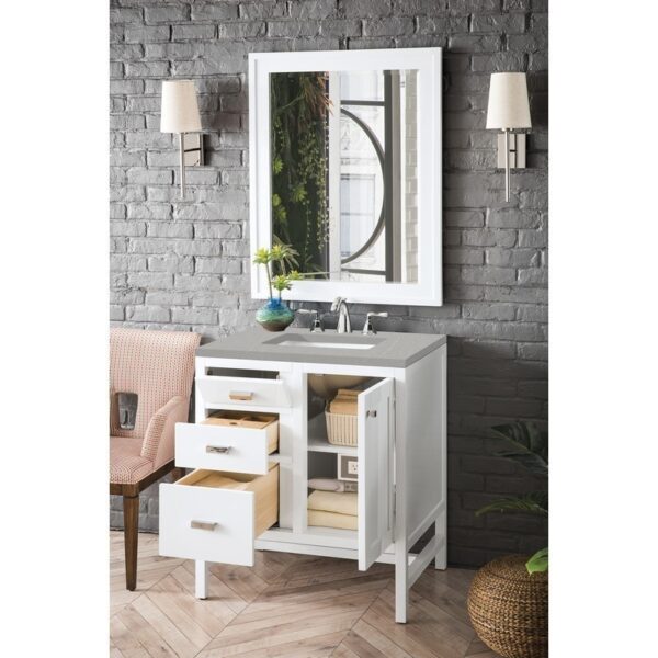 James Martin E444-V30-GW-3ESR Addison 30 Inch Single Vanity Cabinet in Glossy White with 3 CM Eternal Serena Top