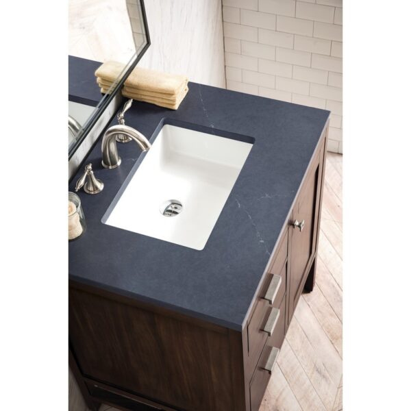 James Martin E444-V30-MCA-3CSP Addison 30 Inch Single Vanity Cabinet in Mid Century Acacia with 3 cm Charcoal Soapstone Quartz Top with Sink