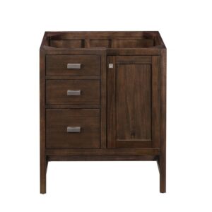 James Martin E444-V30-MCA-3EJP Addison 30 Inch Single Vanity Cabinet in Mid Century Acacia with 3 cm Eternal Jasmine Pearl Quartz Top with Sink