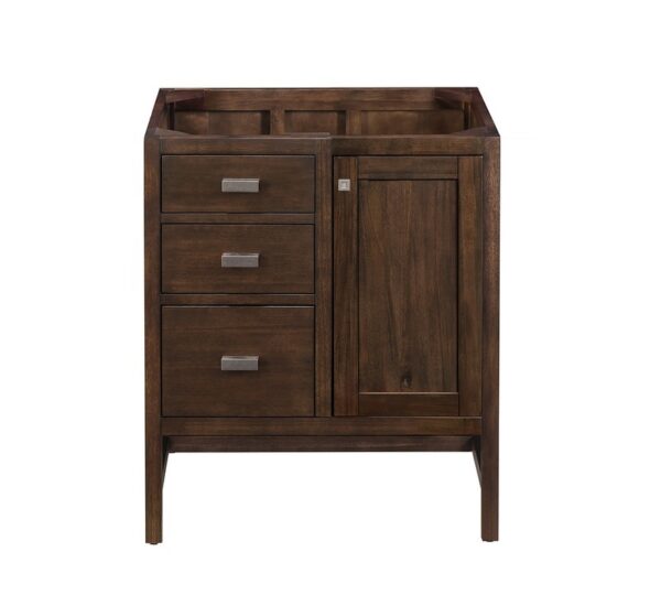 James Martin E444-V30-MCA-3EJP Addison 30 Inch Single Vanity Cabinet in Mid Century Acacia with 3 cm Eternal Jasmine Pearl Quartz Top with Sink