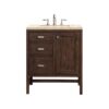 James Martin E444-V30-MCA-3EMR Addison 30 Inch Single Vanity Cabinet in Mid Century Acacia with 3 CM Eternal Marfil Quartz Top