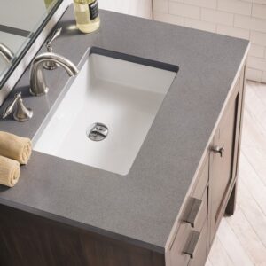 James Martin E444-V30-MCA-3GEX Addison 30 Inch Single Vanity Cabinet in Mid Century Acacia with 3 cm Grey Expo Quartz Top with Sink