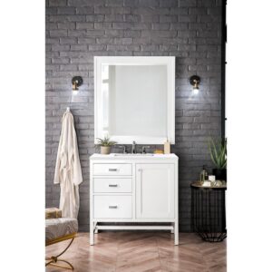 James Martin E444-V36-3WZ Addison 36 Inch Single Vanity Cabinet with 3cm White Zeus Quartz Top