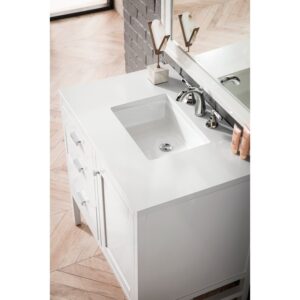 James Martin E444-V36-3WZ Addison 36 Inch Single Vanity Cabinet with 3cm White Zeus Quartz Top