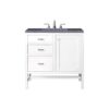 James Martin E444-V36-GW-3CSP Addison 36 Inch Single Vanity Cabinet in Glossy White with 3 CM Charcoal Soapstone Quartz Top