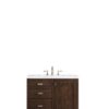 James Martin E444-V36-MCA-3CAR Addison 36 Inch Single Vanity Cabinet in Mid Century Acacia with 3 cm Carrara White Top with Sink