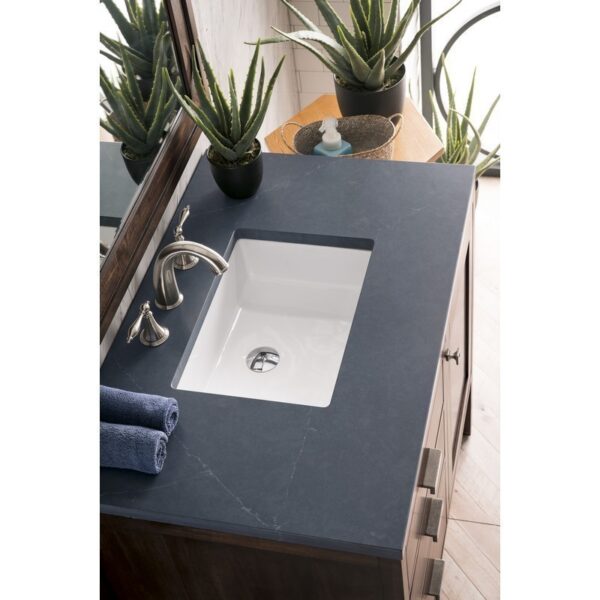 James Martin E444-V36-MCA-3CSP Addison 36 Inch Single Vanity Cabinet in Mid Century Acacia with 3 cm Charcoal Soapstone Quartz Top with Sink