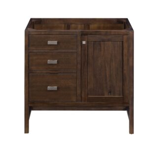 James Martin E444-V36-MCA-3EJP Addison 36 Inch Single Vanity Cabinet in Mid Century Acacia with 3 cm Eternal Jasmine Pearl Quartz Top with Sink