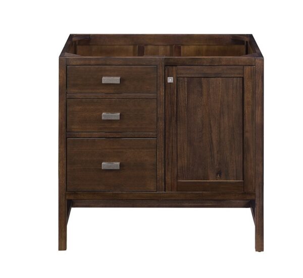 James Martin E444-V36-MCA-3EJP Addison 36 Inch Single Vanity Cabinet in Mid Century Acacia with 3 cm Eternal Jasmine Pearl Quartz Top with Sink