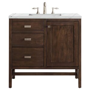 James Martin E444-V36-MCA-3ENC Addison 36 Inch Single Vanity Cabinet with Ethereal Noctis Quartz Top - Mid Century Acacia