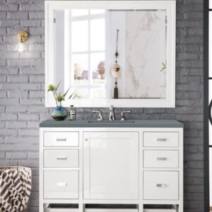 James Martin E444-V48-GW-3CBL Addison 48 Inch Single Vanity Cabinet with Cala Blue Top - Glossy White