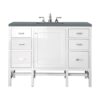 James Martin E444-V48-GW-3CBL Addison 48 Inch Single Vanity Cabinet with Cala Blue Top - Glossy White