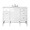 James Martin E444-V48-GW-3ENC Addison 48 Inch Single Vanity Cabinet with Ethereal Noctis Top - Glossy White