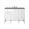 James Martin E444-V48-GW-3GEX Addison 48 Inch Single Vanity Cabinet in Glossy White with 3 CM Grey Expo Quartz Top