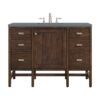 James Martin E444-V48-MCA-3CBL Addison 48 Inch Single Vanity Cabinet with Cala Blue Quartz Top - Mid Century Acacia